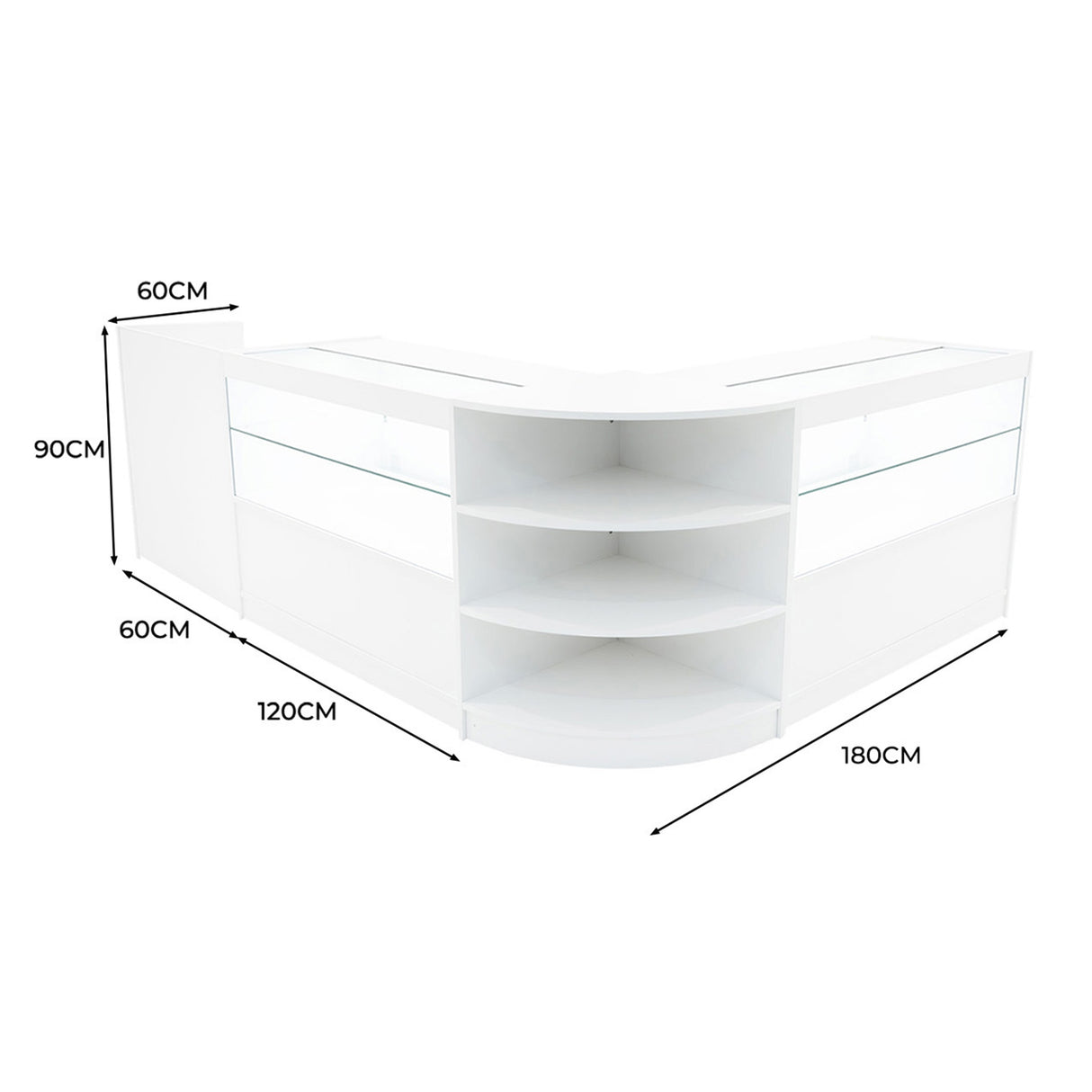 Eclipse LED Verkaufstheken-Set LM60 + C1200 (2 Stück)+ TB60 – Weiß