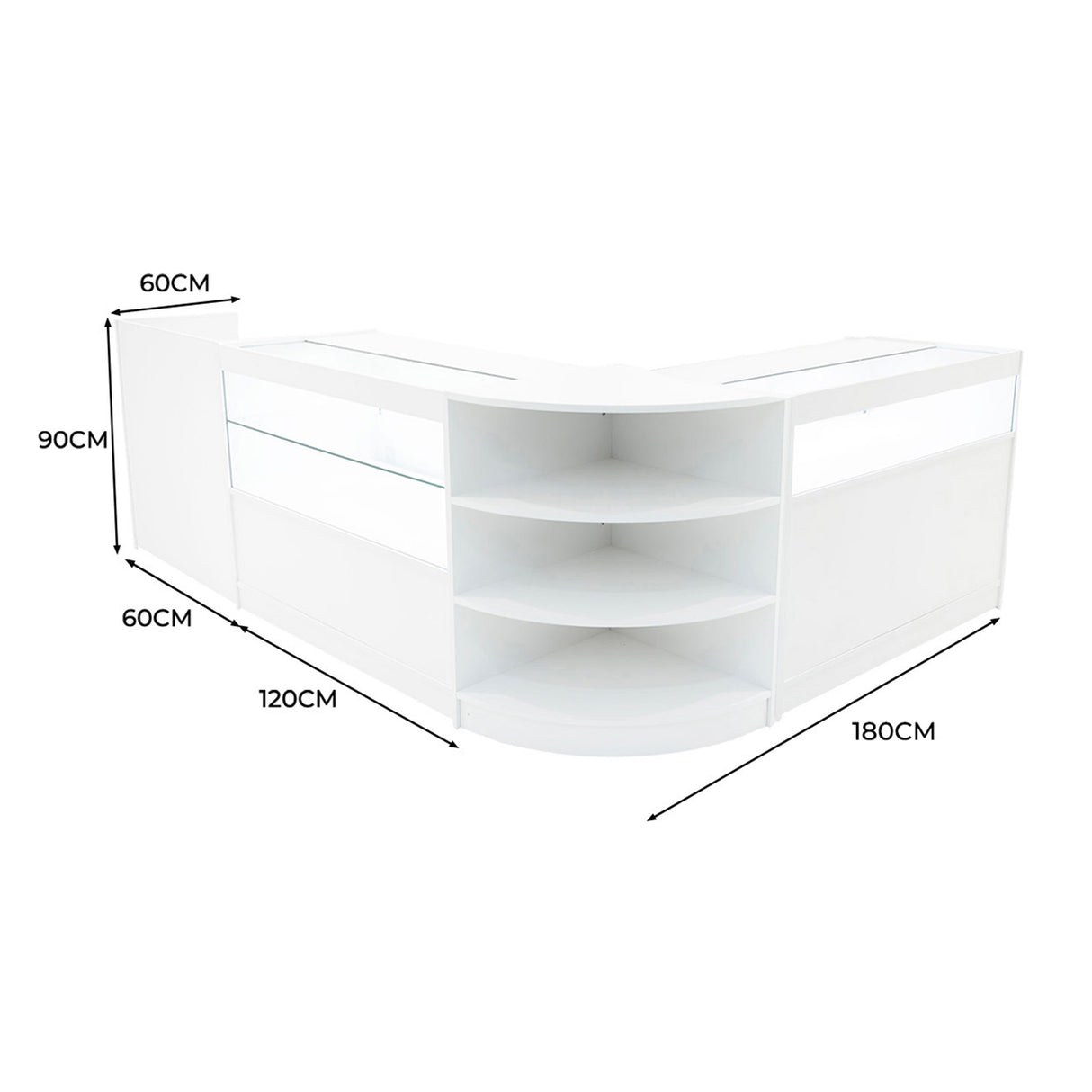 Europa LED Verkaufstheken-Set LM60 + B1200 + C1200 + TB60 – Weiß