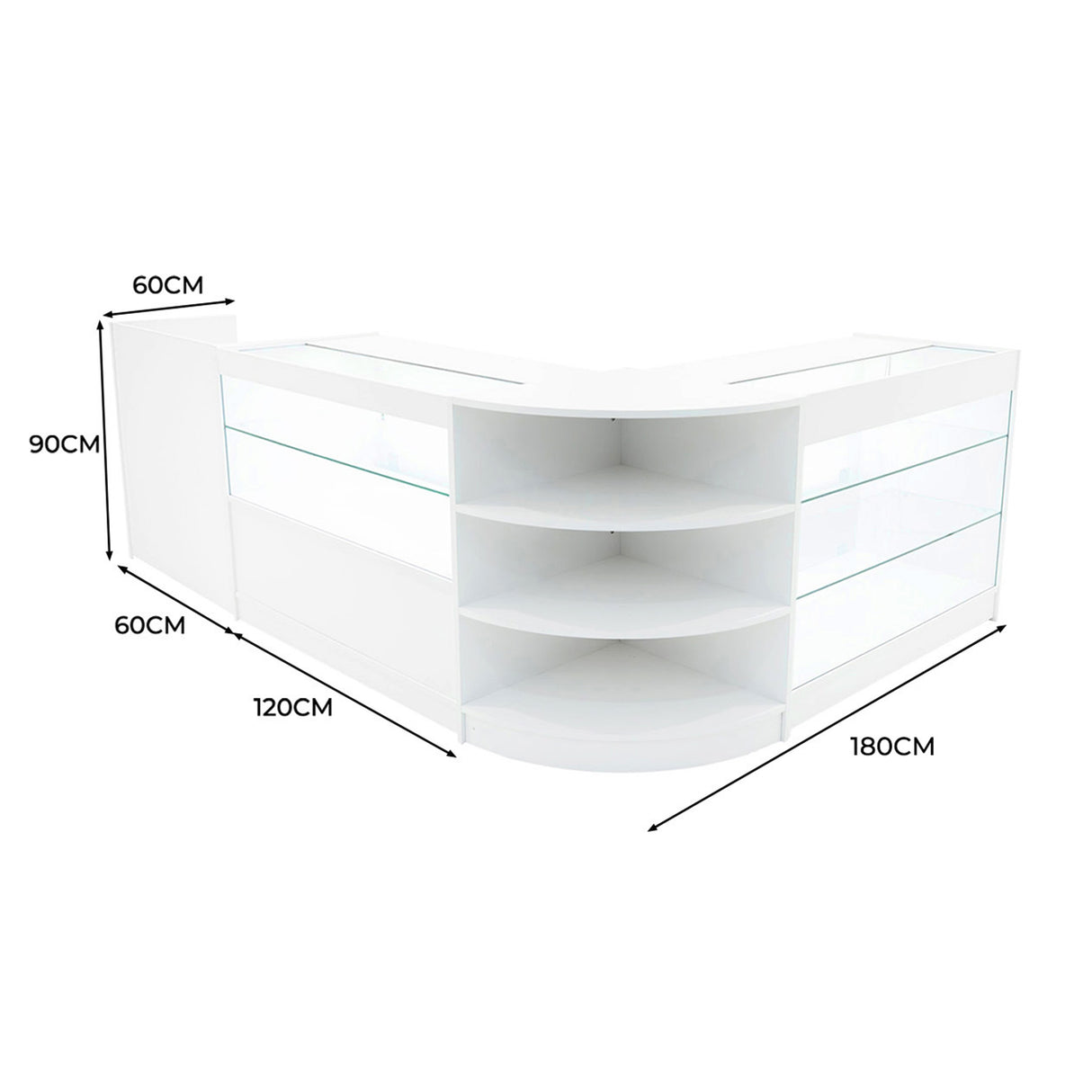 Hyperion LED Verkaufstheken-Set LM60 + B1200 + K1200 + TB60 – Weiß