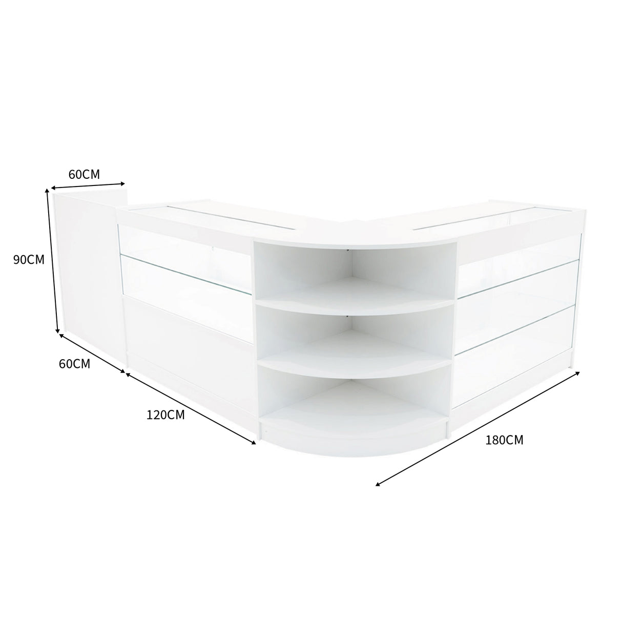 Theia LED Verkaufstheken-Set LM60 + C1200 + K1200 + TB60 – Weiß