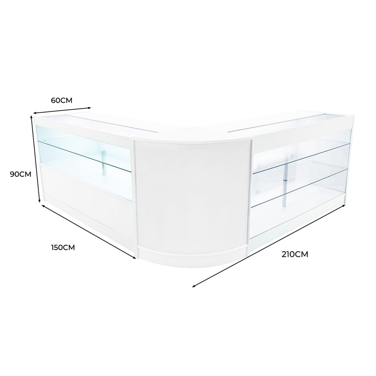 Hera LED Verkaufstheken-Set CM60 + K1500 + C1500 - Weiß