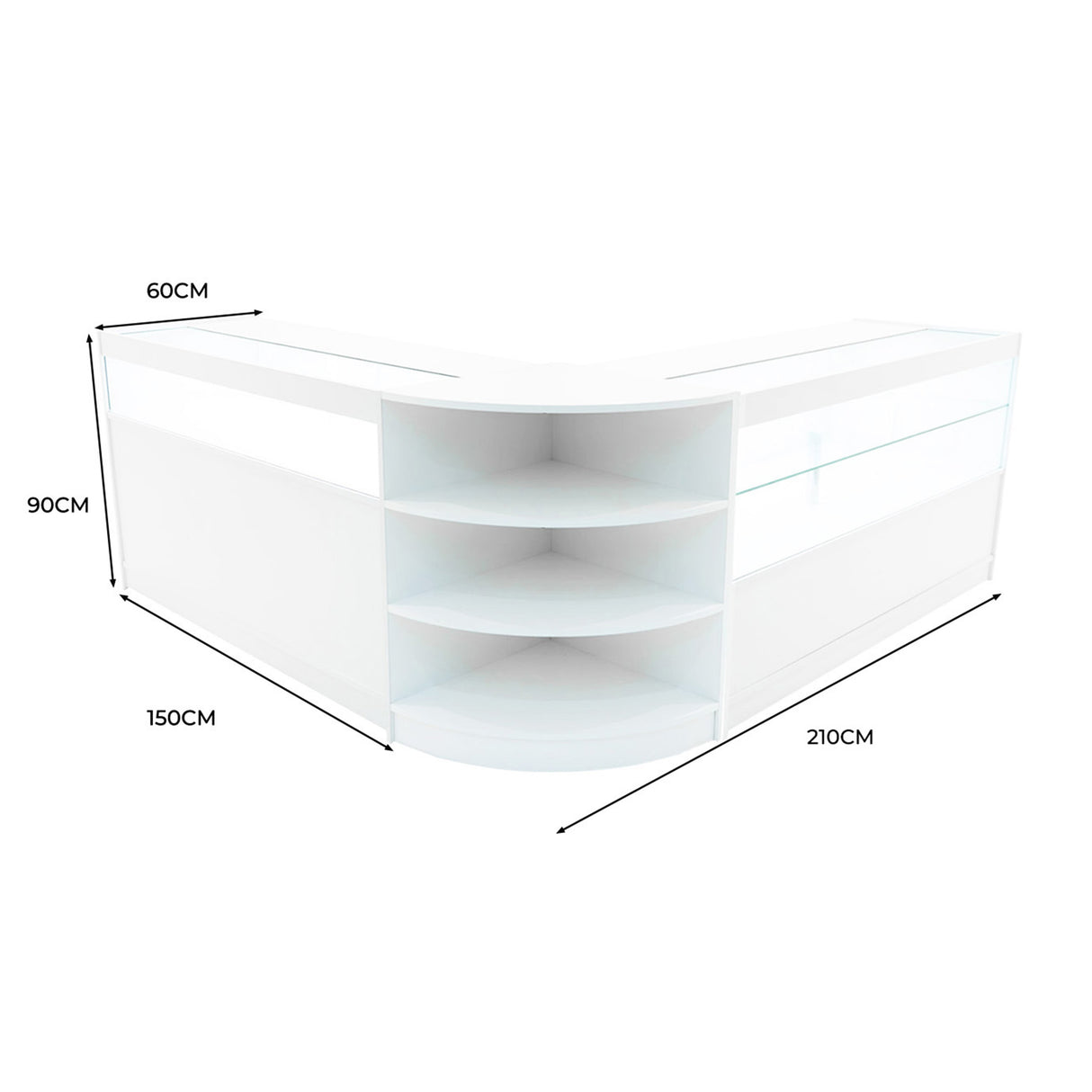 Harmonia LED Verkaufstheken-Set LM60 + B1500 + C1500 – Weiß
