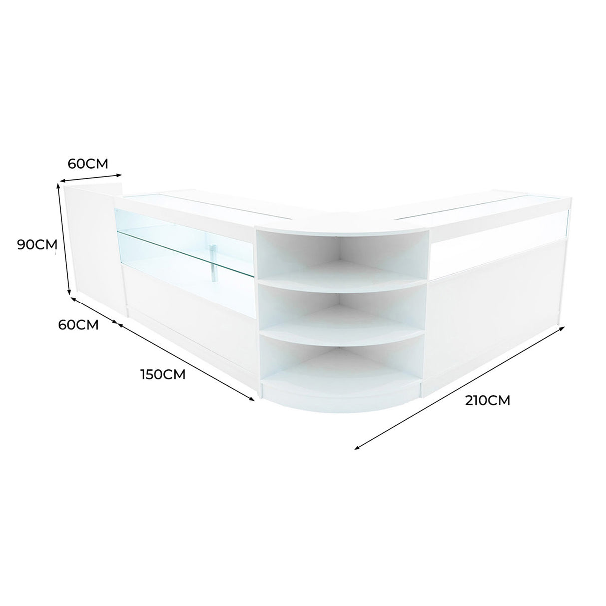 Europa LED Verkaufstheken-Set LM60 + B1500 + C1500 + TB60 – Weiß