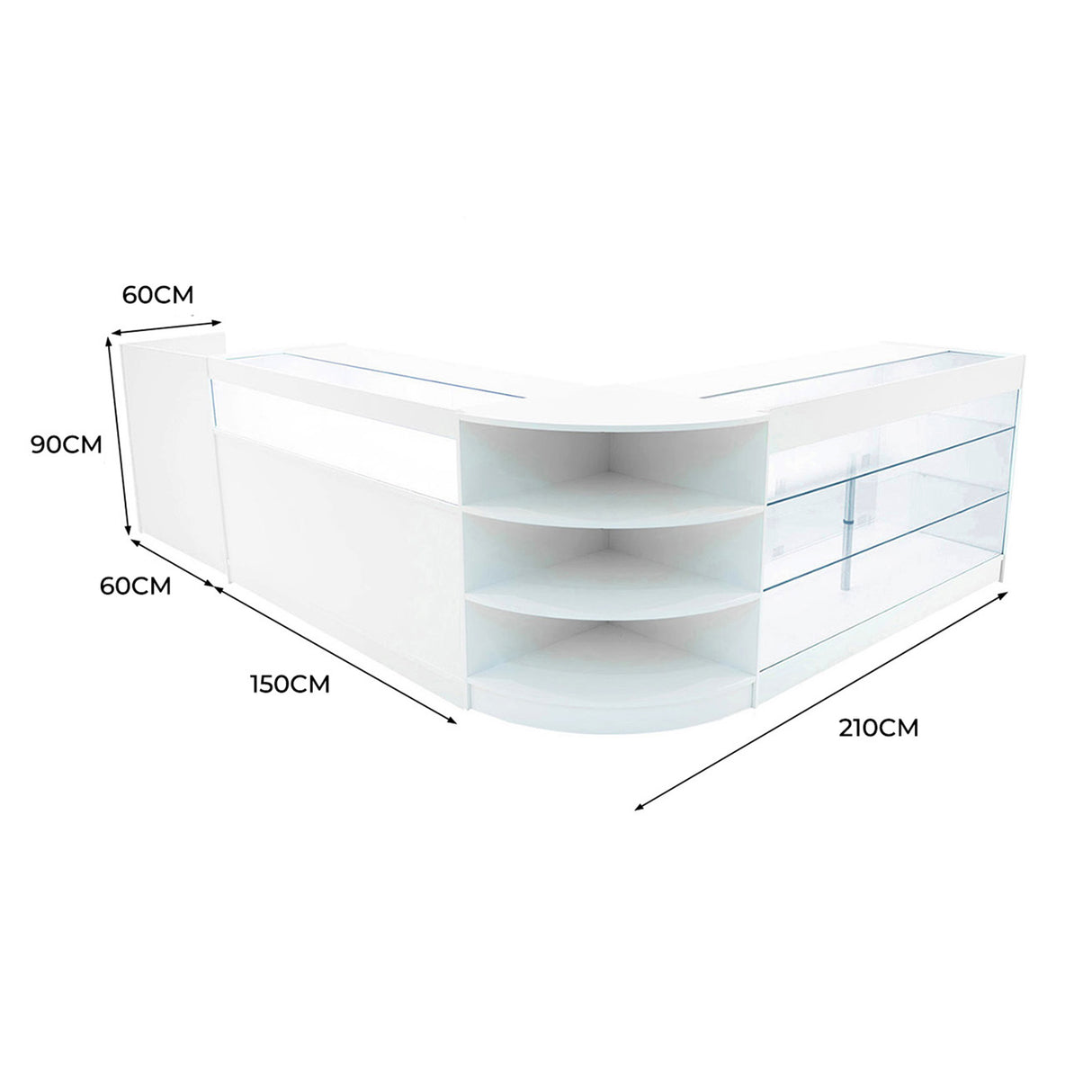 Hyperion LED Verkaufstheken-Set LM60 + B1500 + K1500 + TB60 – Weiß