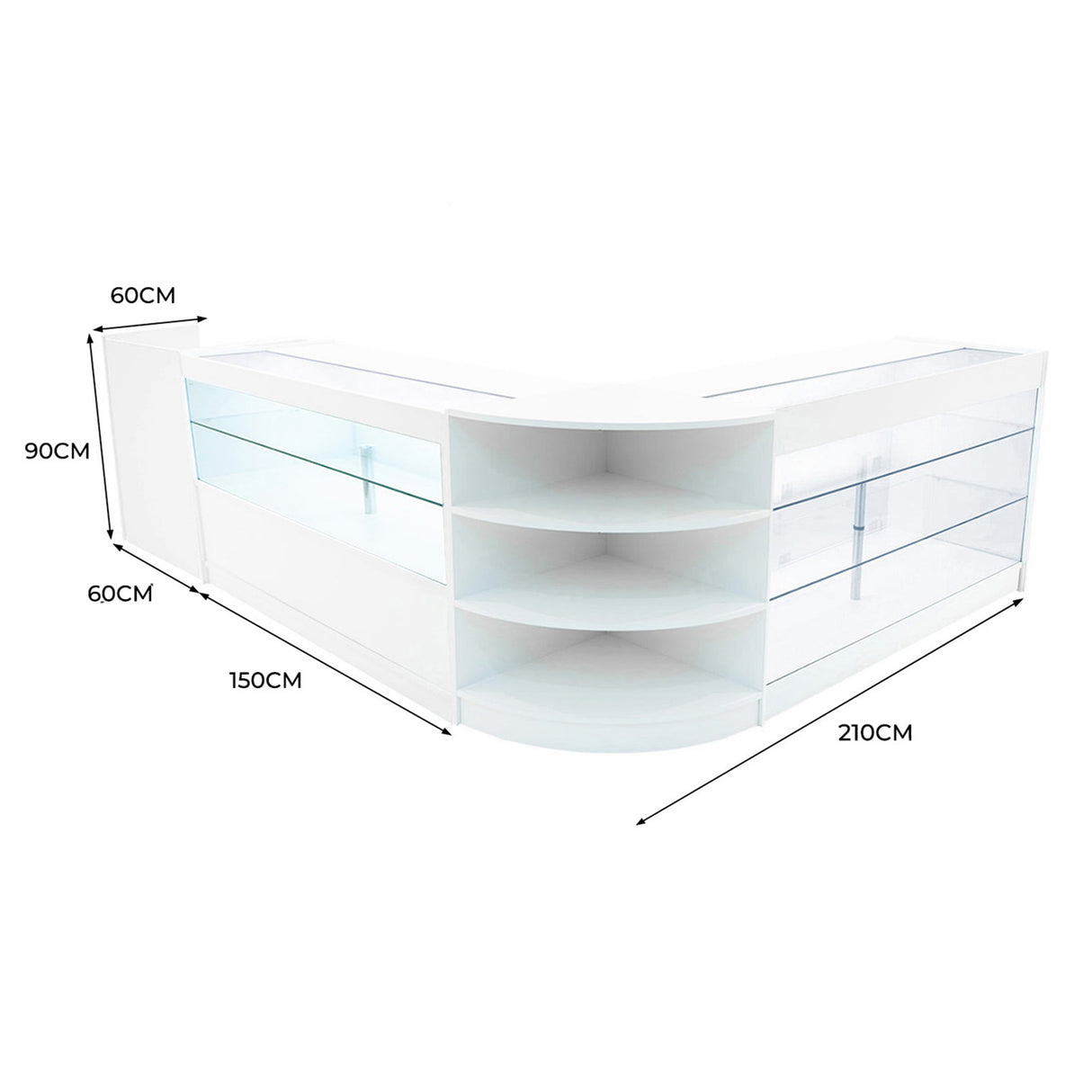 Theia LED Verkaufstheken-Set LM60 + C1500 + K1500 + TB60 – Weiß