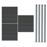 WPC Sichtschutzzaun x3 & LED Zaunpfosten x4 - Grau