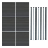 WPC Sichtschutzzaun x6 & LED Zaunpfosten x7 - Grau