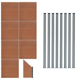 WPC Sichtschutzzaun x7, Eckstück x1 & LED Zaunpfosten x8 - Braun