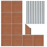 WPC Sichtschutzzaun x10, Eckstück x1 & LED Zaunpfosten x11 - Braun