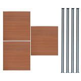 WPC Sichtschutzzaun x3 & LED Zaunpfosten x4 - Braun