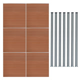 WPC Sichtschutzzaun x6 & LED Zaunpfosten x7 - Braun