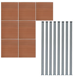 WPC Sichtschutzzaun x7 & LED Zaunpfosten x8 - Braun