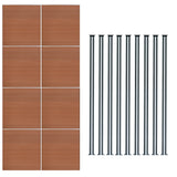 WPC Sichtschutzzaun x8 & LED Zaunpfosten x9 - Braun