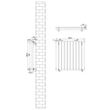 Schwarzer Gliederheizkörper mit TRV Chromventilen, Maße 600mm x 600mm, zeigt klare Linien und moderne, elegante Form für effiziente Wärmeverteilung
