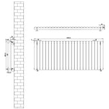 Schwarzer Gliederheizkörper mit TRV Chromventilen, Maße 600mm x 1440mm, zeigt klare Linien und eine moderne, elegante Gestaltung für effiziente Wärmeabgabe