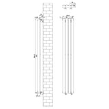 Schwarzer Gliederheizkörper mit TRV Chromventilen, 1600mm x 240mm, schlankes Design, ideal für moderne Innenräume, glatte Oberfläche und präzise Maße