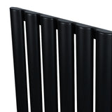 Schwarzer Gliederheizkörper mit TRV Chromventilen, 1800mm x 360mm, zeigt elegante, glatte Oberflächen und moderne, runde Röhrenform