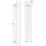 Gliederheizkörper in Weiß mit TRV Chromventilen, Maße 1800mm x 360mm, schlankes Design, ideal für moderne Innenräume und effiziente Wärmeverteilung