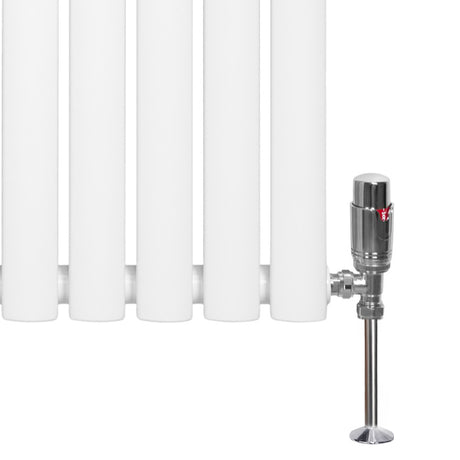 Weißer Gliederheizkörper mit TRV Chromventilen, 1800mm x 600mm, glänzende Oberfläche, moderne Form und elegantes Design für effiziente Wärmeverteilung