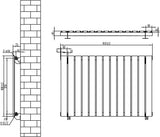 Flachheizkörper in Weiß, Maße 600mm x 910mm, mit vertikalen Lamellen und klaren Linien, ideal für moderne Innenräume und effiziente Wärmeverteilung