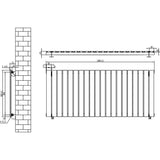 Flachheizkörper in Anthrazitgrau, 600mm x 1400mm, mit vertikalen Lamellen und klaren Maßen, ideal für moderne Innenräume