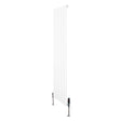 Flachheizkörper in Weiß, 1600mm x 420mm, mit vertikalen Lamellen und modernen Ventilen, ideal für effiziente Raumheizung und stilvolle Gestaltung