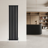 Flachheizkörper & Ventile – 1600mm x 420mm – Schwarz