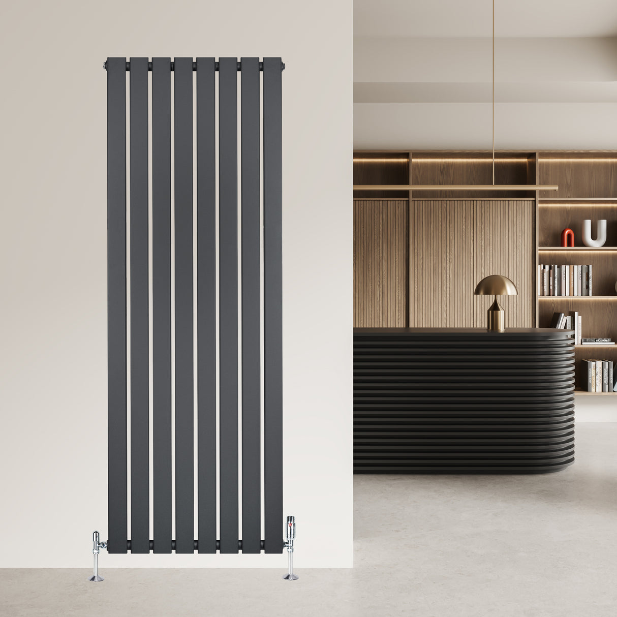 Flachheizkörper & Ventile – 1600mm x 560mm – Anthrazitgrau