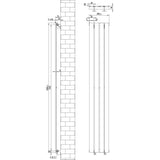 Flachheizkörper & Ventile – 1800mm x 280mm – Schwarz