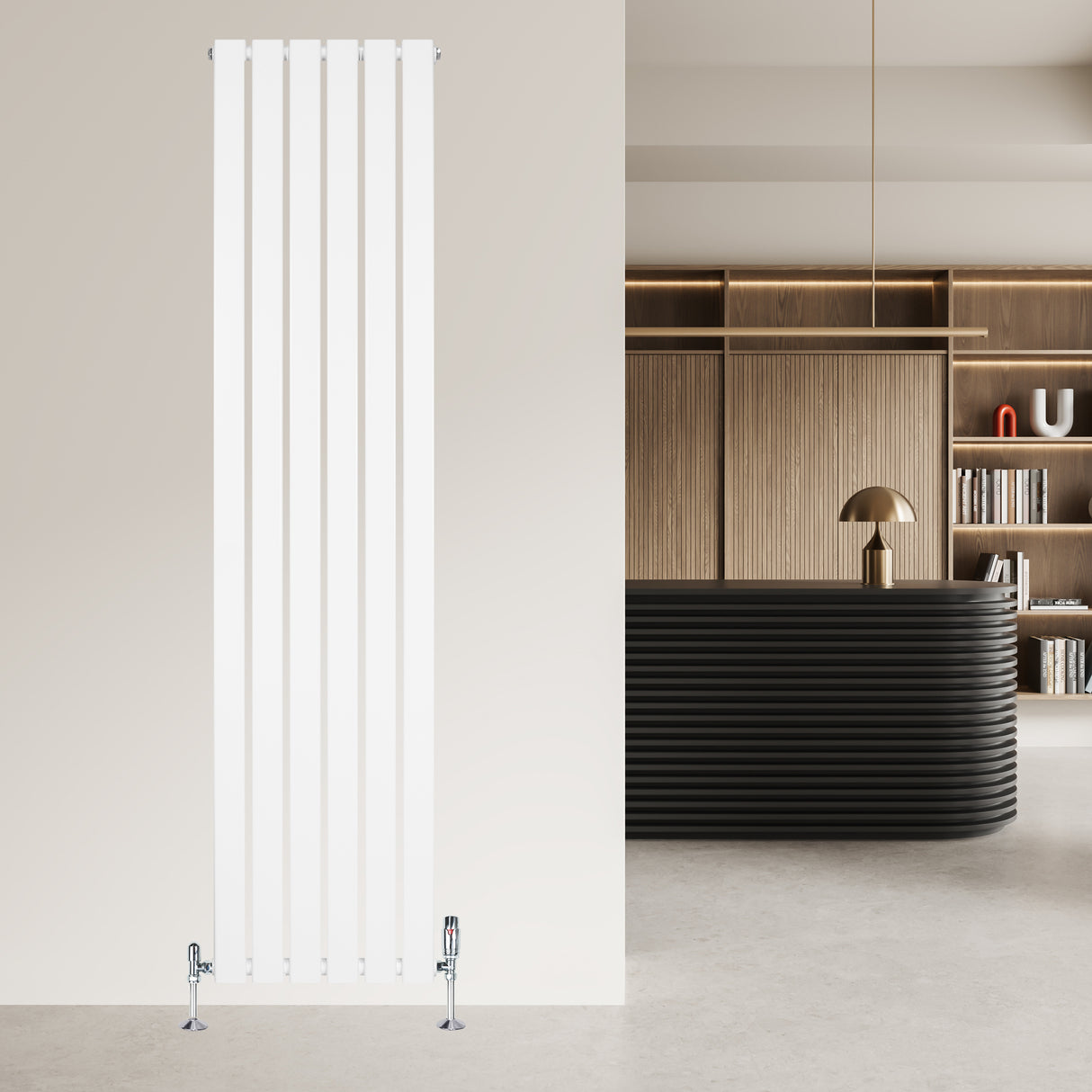 Flachheizkörper & Ventile – 1800mm x 420mm – Weiß