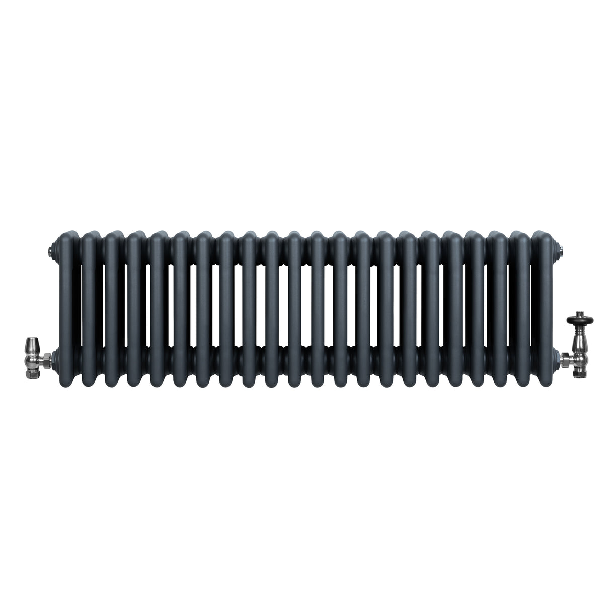 Röhrenheizkörper 4 Säulen mit TRV Chromventile – 300mm x 1010mm – Anthrazitgrau