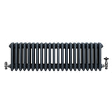 Röhrenheizkörper 4 Säulen mit TRV Chromventile – 300mm x 1010mm – Anthrazitgrau