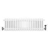 Röhrenheizkörper 4 Säulen mit TRV Chromventile – 300mm x 1010mm – Weiß
