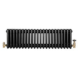 Röhrenheizkörper 4 Säulen mit TRV Chromventile – 300mm x 1010mm – Schwarz