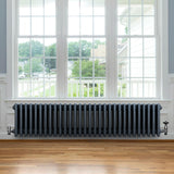 Röhrenheizkörper 4 Säulen mit TRV Chromventile – 300mm x 1370mm – Anthrazitgrau