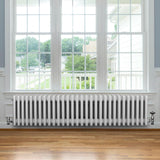 Röhrenheizkörper 4 Säulen mit TRV Chromventile – 300mm x 1370mm – Weiß