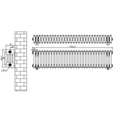 Röhrenheizkörper 4 Säulen mit TRV Chromventile – 300mm x 1370mm – Weiß
