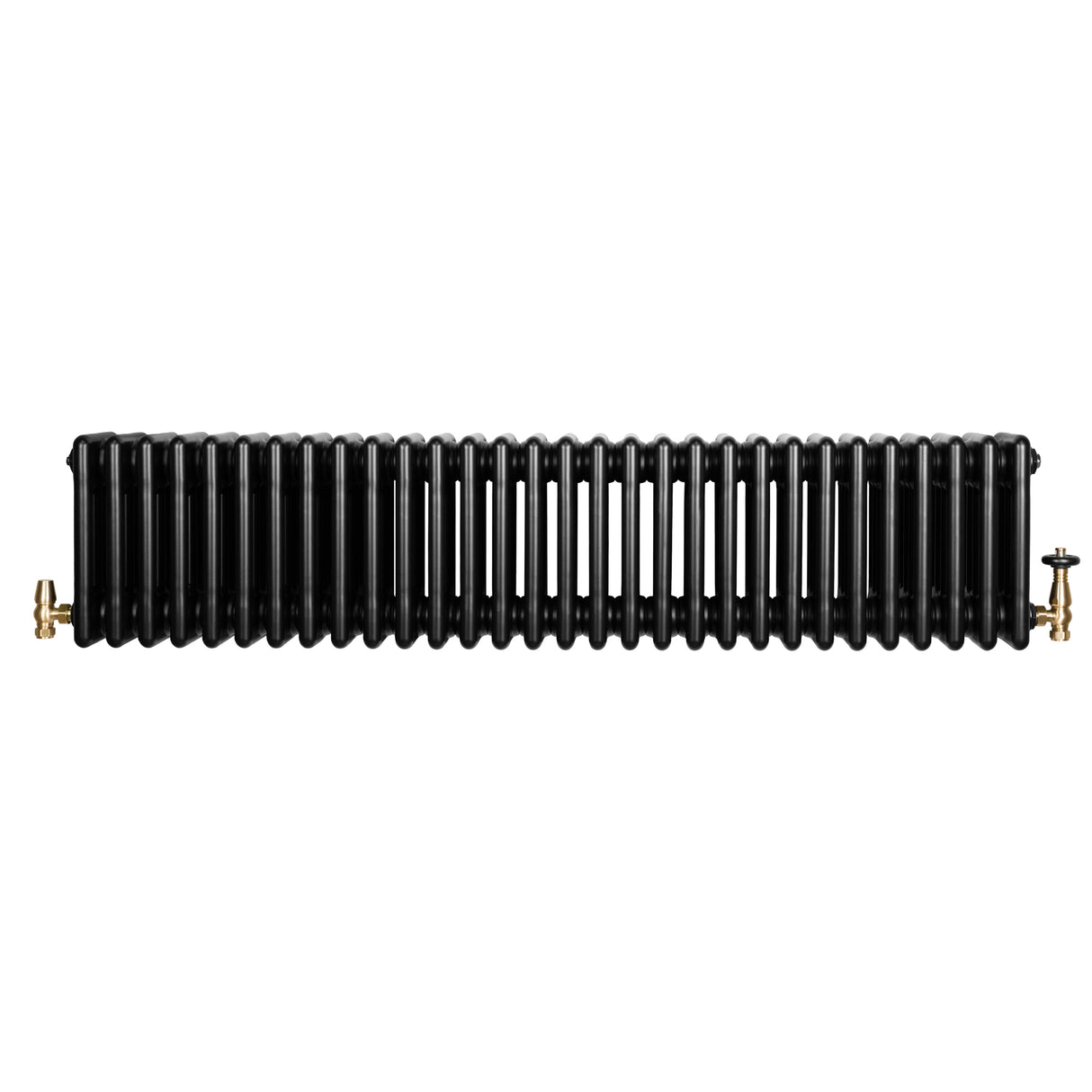 Röhrenheizkörper 4 Säulen mit TRV Chromventile – 300mm x 1370mm – Schwarz
