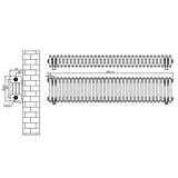 Röhrenheizkörper 4 Säulen mit TRV Chromventile – 300mm x 1505mm – Anthrazitgrau