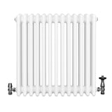 Röhrenheizkörper 4 Säulen mit TRV Chromventile – 600mm x 605mm – Weiß