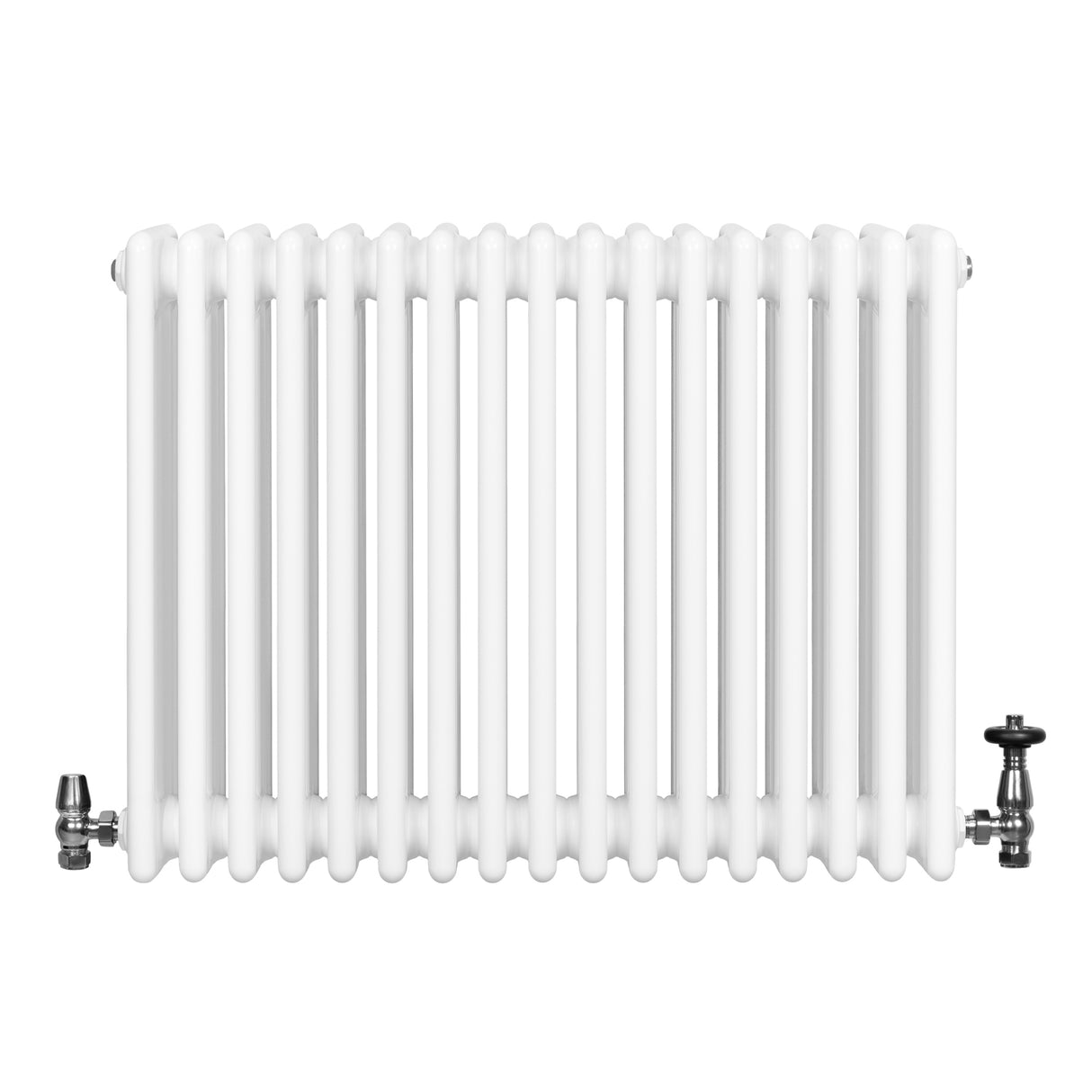 Röhrenheizkörper 4 Säulen mit TRV Chromventile – 600mm x 785mm – Weiß