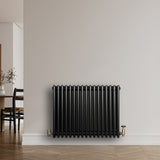 Röhrenheizkörper 4 Säulen mit TRV Chromventile – 600mm x 785mm – Schwarz