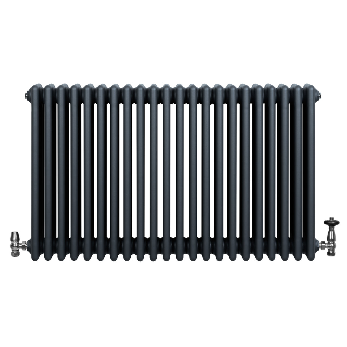 Röhrenheizkörper 4 Säulen mit TRV Chromventile – 600mm x 1010mm – Anthrazitgrau