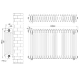 Röhrenheizkörper 4 Säulen mit TRV Chromventile – 600mm x 1010mm – Weiß