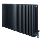 Röhrenheizkörper 4 Säulen mit TRV Chromventile – 600mm x 1190mm – Anthrazitgrau