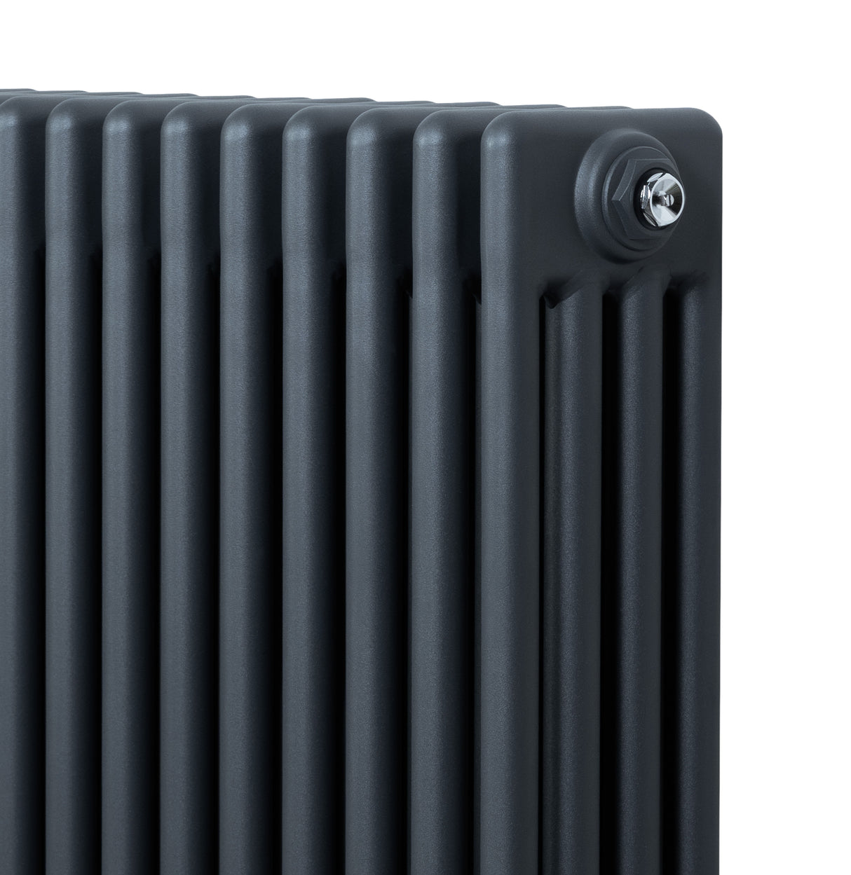 Röhrenheizkörper 4 Säulen mit TRV Chromventile – 600mm x 1190mm – Anthrazitgrau