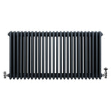 Röhrenheizkörper 4 Säulen mit TRV Chromventile – 600mm x 1190mm – Anthrazitgrau