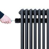 Röhrenheizkörper 4 Säulen mit TRV Chromventile – 600mm x 1190mm – Anthrazitgrau