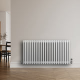 Röhrenheizkörper 4 Säulen mit TRV Chromventile – 600mm x 1190mm – Weiß