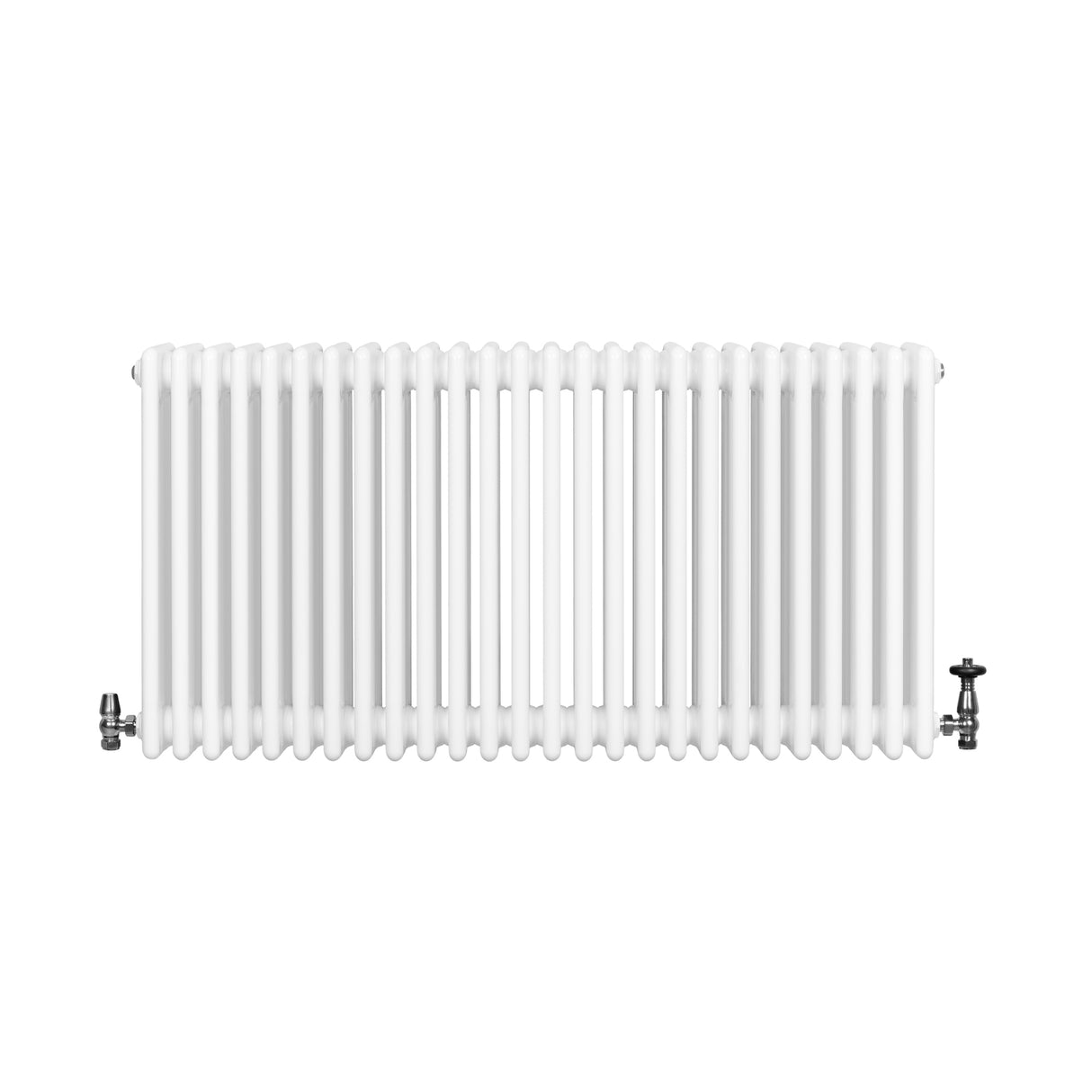 Röhrenheizkörper 4 Säulen mit TRV Chromventile – 600mm x 1190mm – Weiß